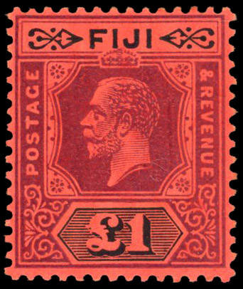 1914 £1 (Die II) purple and black on red fine o.g. SG 137a