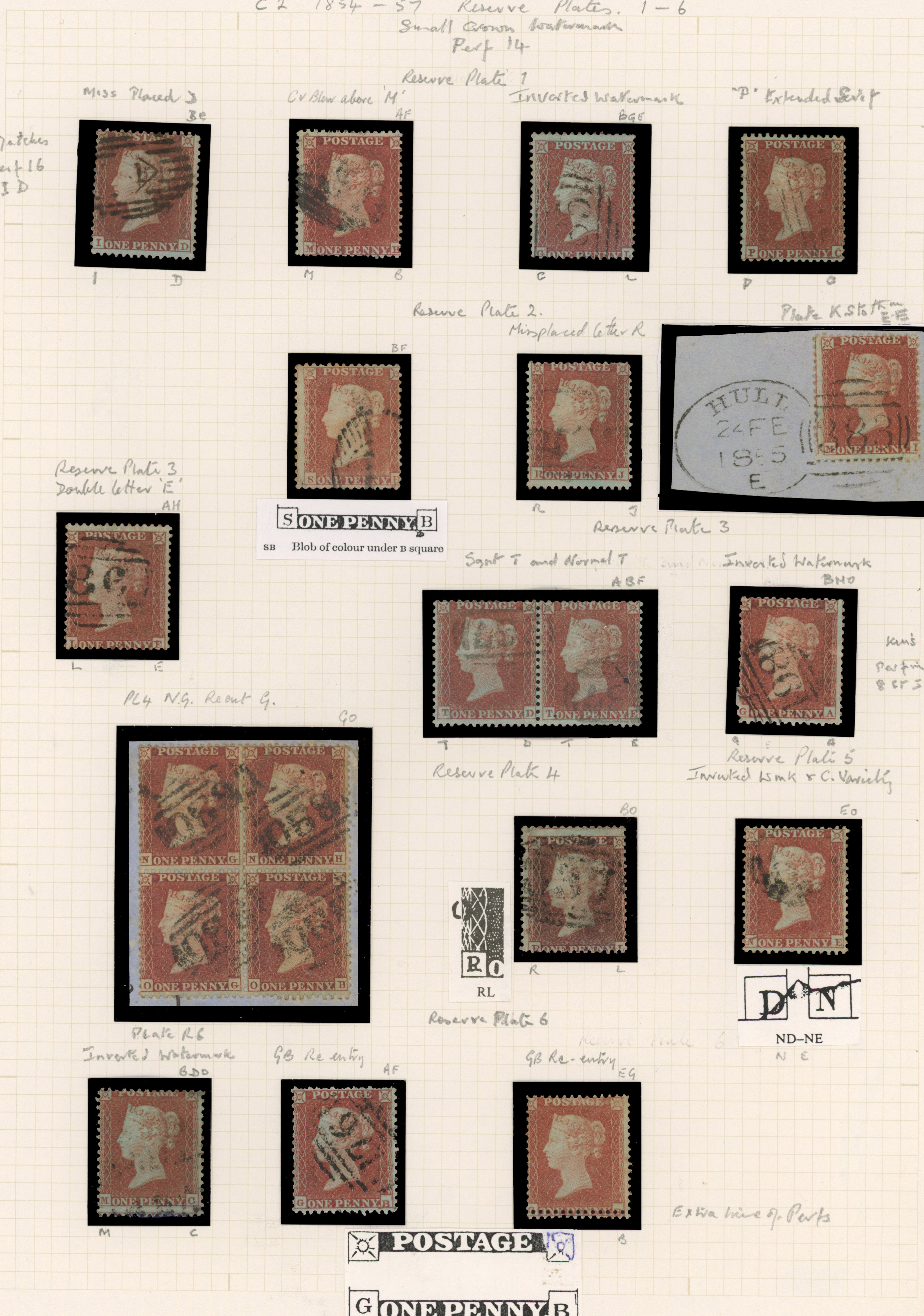 1855 2d Red-brown Pl.R.1-6 (SG22, Die I, Alphabet II, Wmk, Small Crown, Perf 14). An attractive study