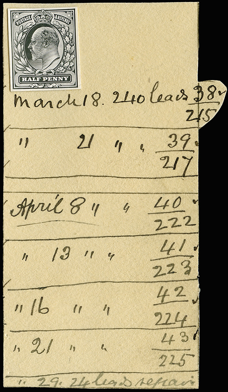 GB 1902 SG215var Die Proof Striking Book piece