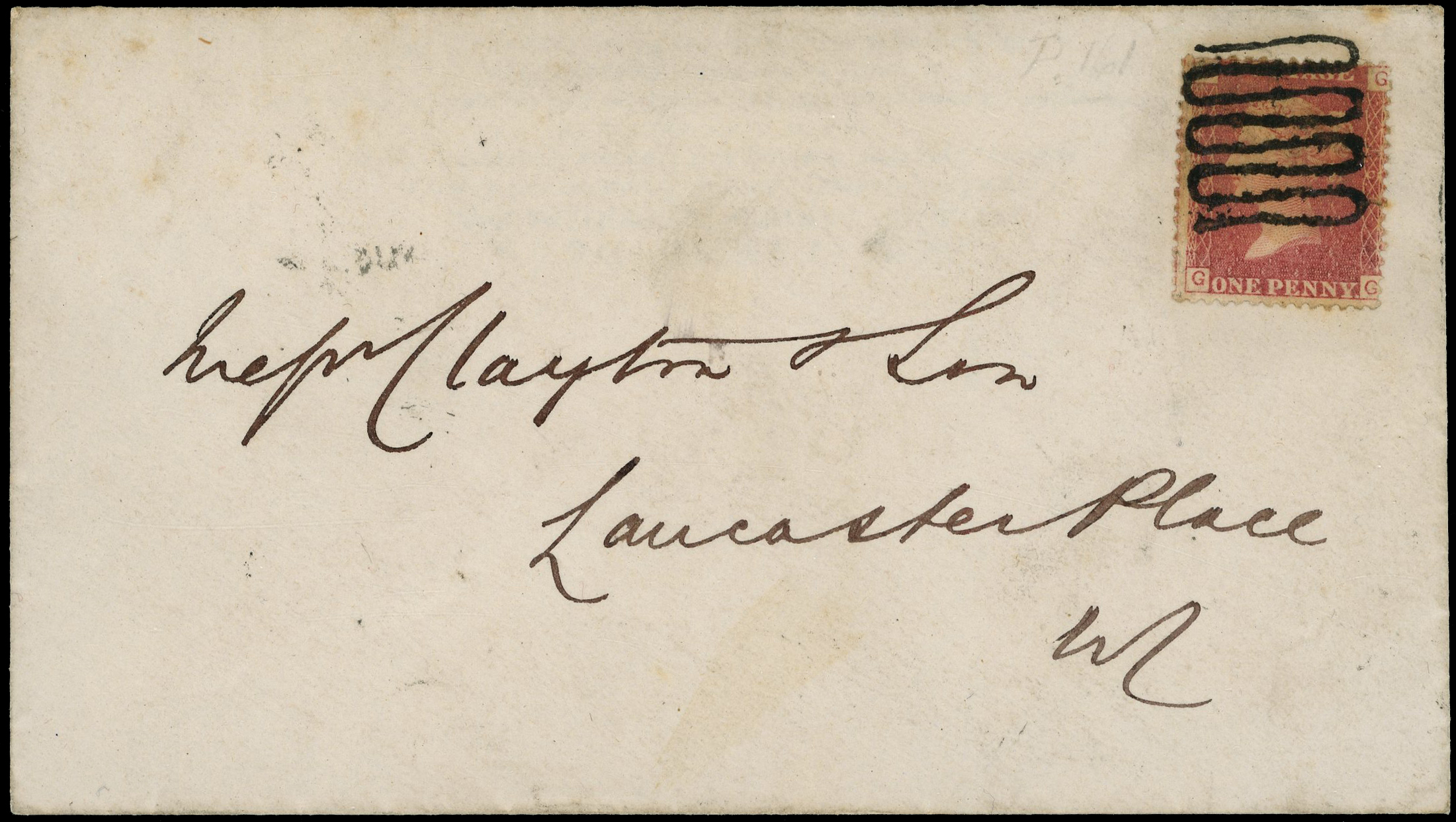 1874 1d Rose-red Pl.169. Envelope within London Inspectors wavy line cancel.