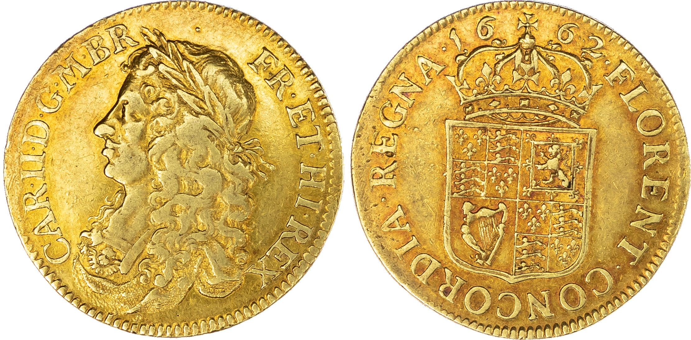 Charles II (1660‑1685) , Pattern Broad of 20 shillings, 1662, laureate and draped bust left, reverse crowned shield of arms,