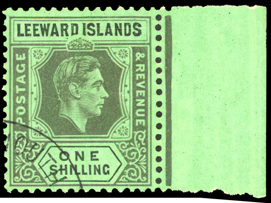 Leeward Islands 1/- DI flaw SG 110a used