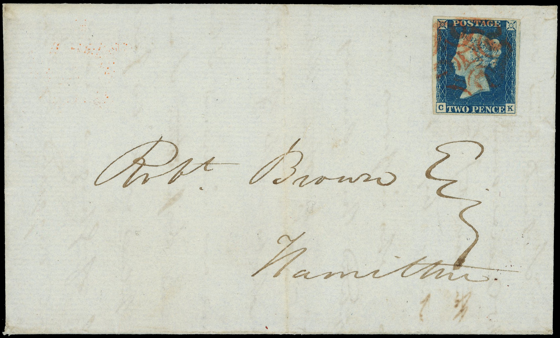 1840 2d Blue Pl.1. (CK) Clean entire cancelled red MC.