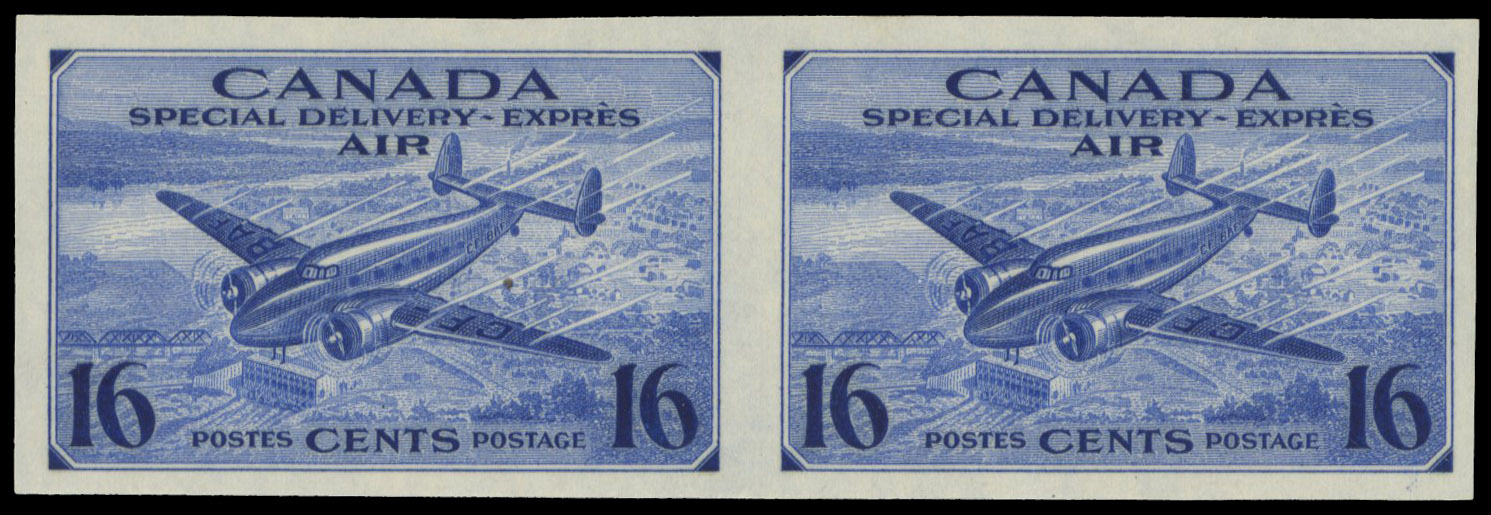 Canada SG S13 imperf pair mint