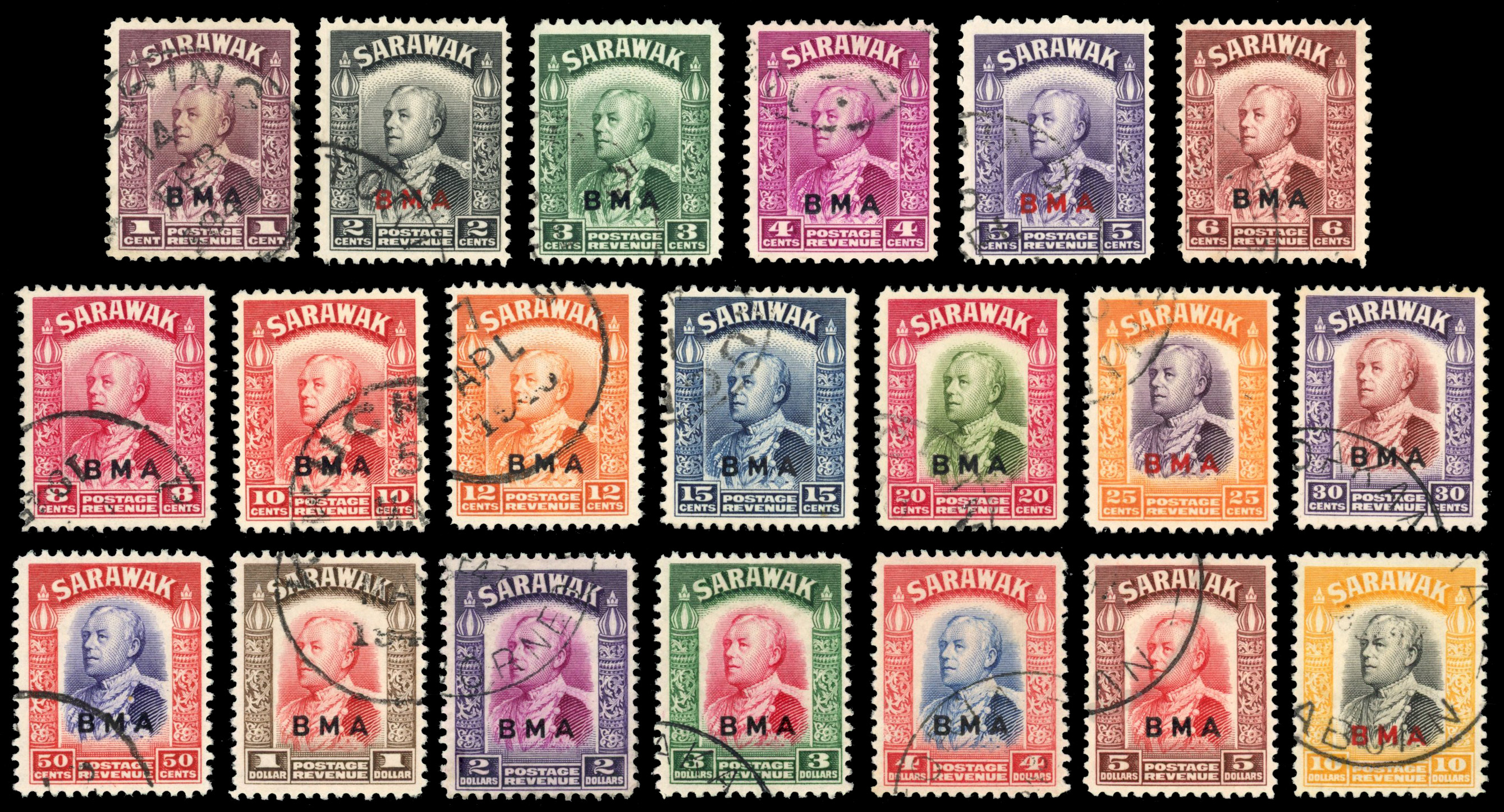 Sarawak SG 126-145 1945 BMA set used