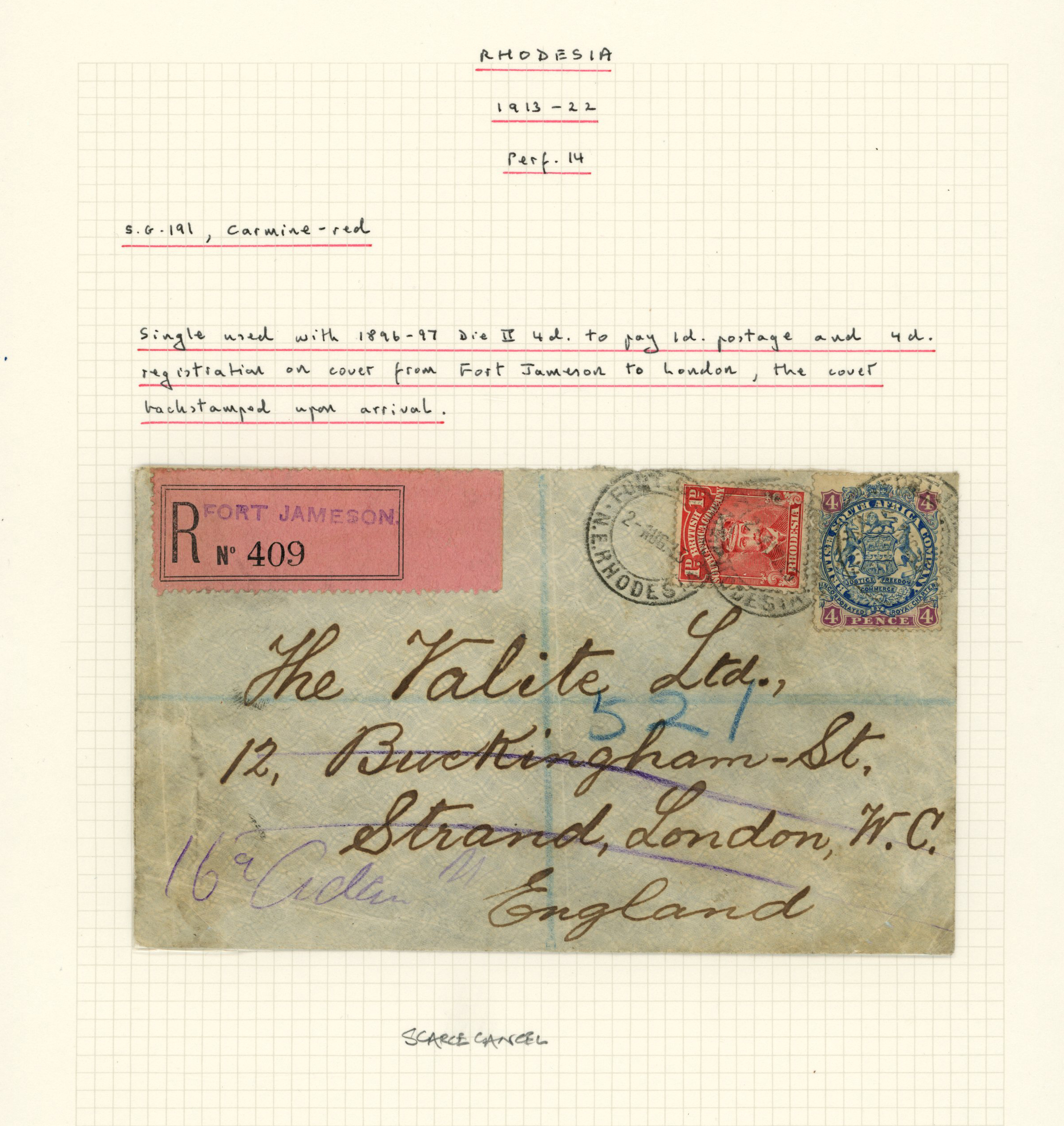 1915 registered envelope to London...