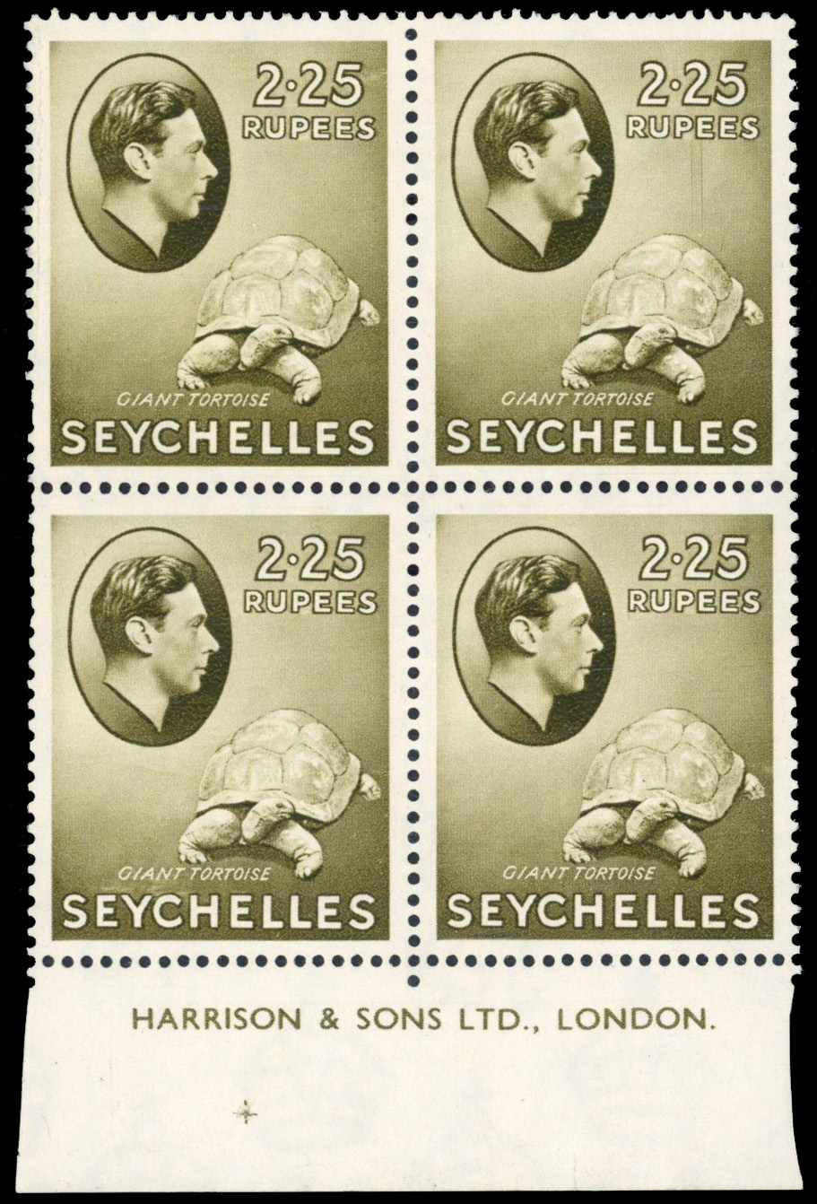 Seychelles SG 148 imprint block mint