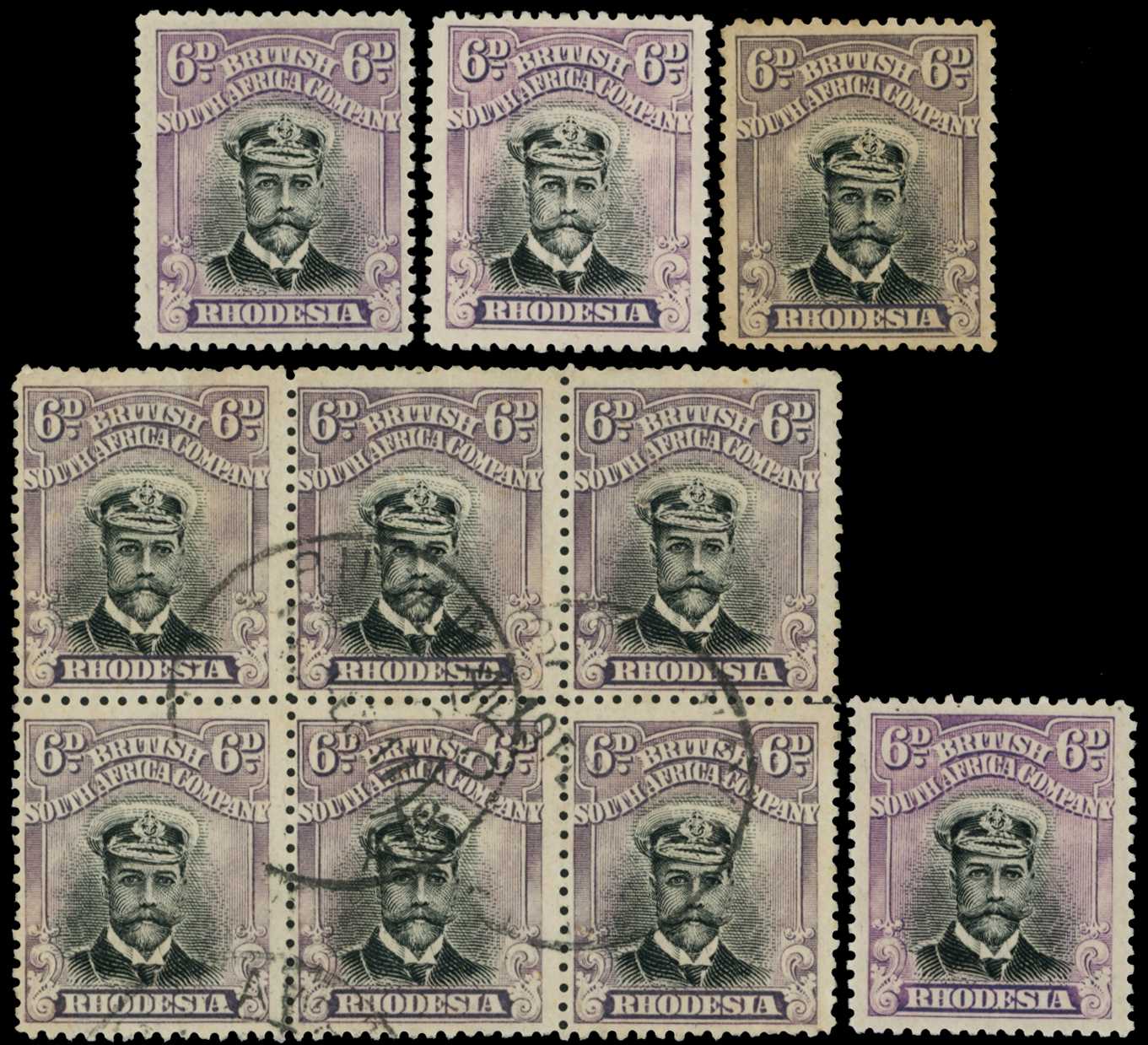 1913-7 6d Head Die II, perf 14. Plate 5 State...