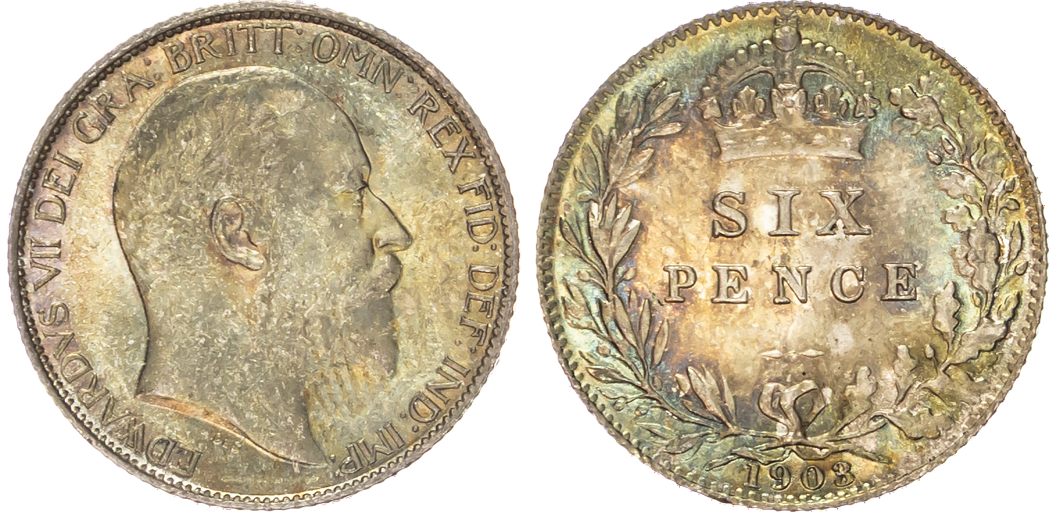 Edward VII (1901-1910) Sixpences, 1902 (9) and 1903 (4).