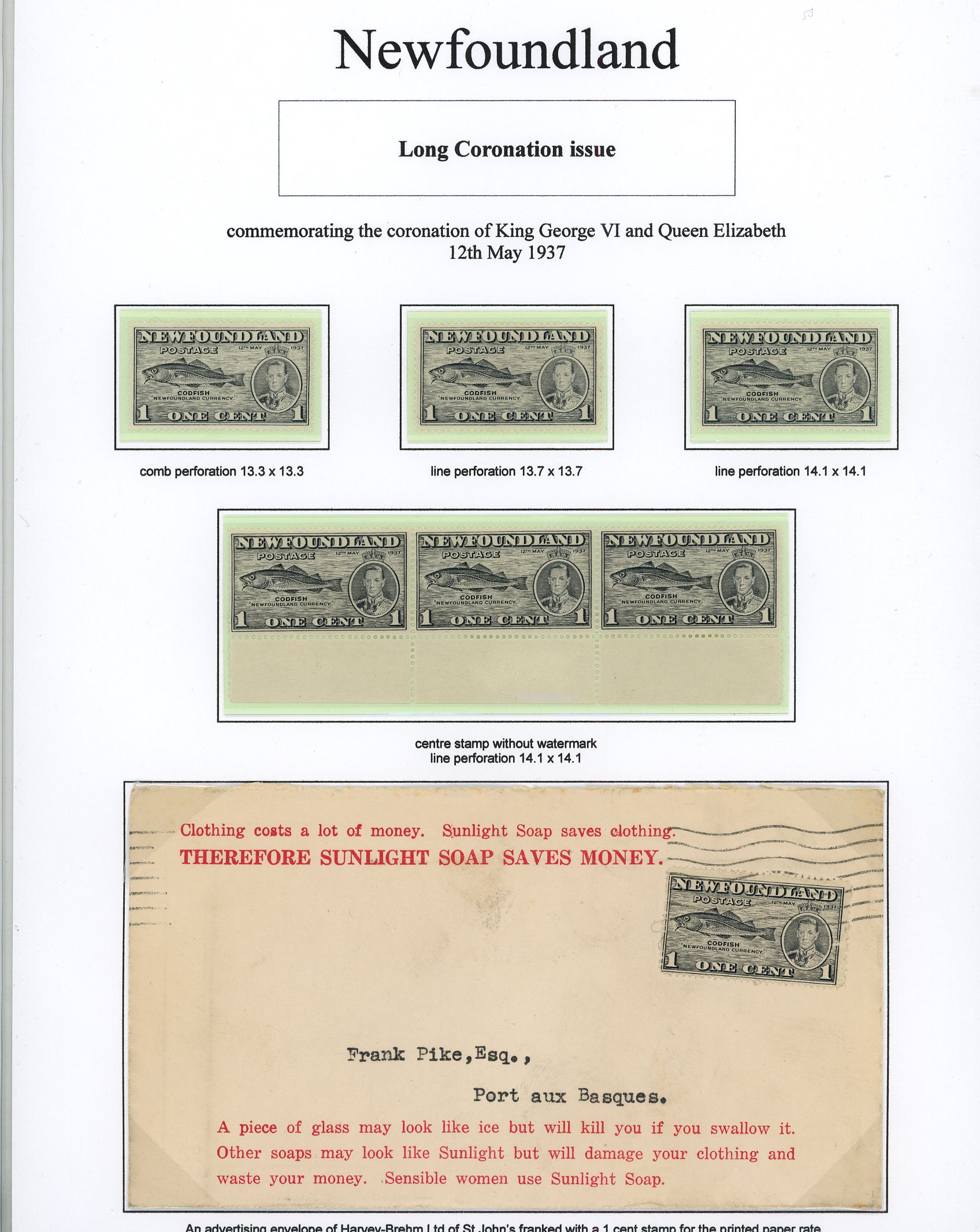 Newfoundland 1937-1939 Long Coronation and Royal Visit...