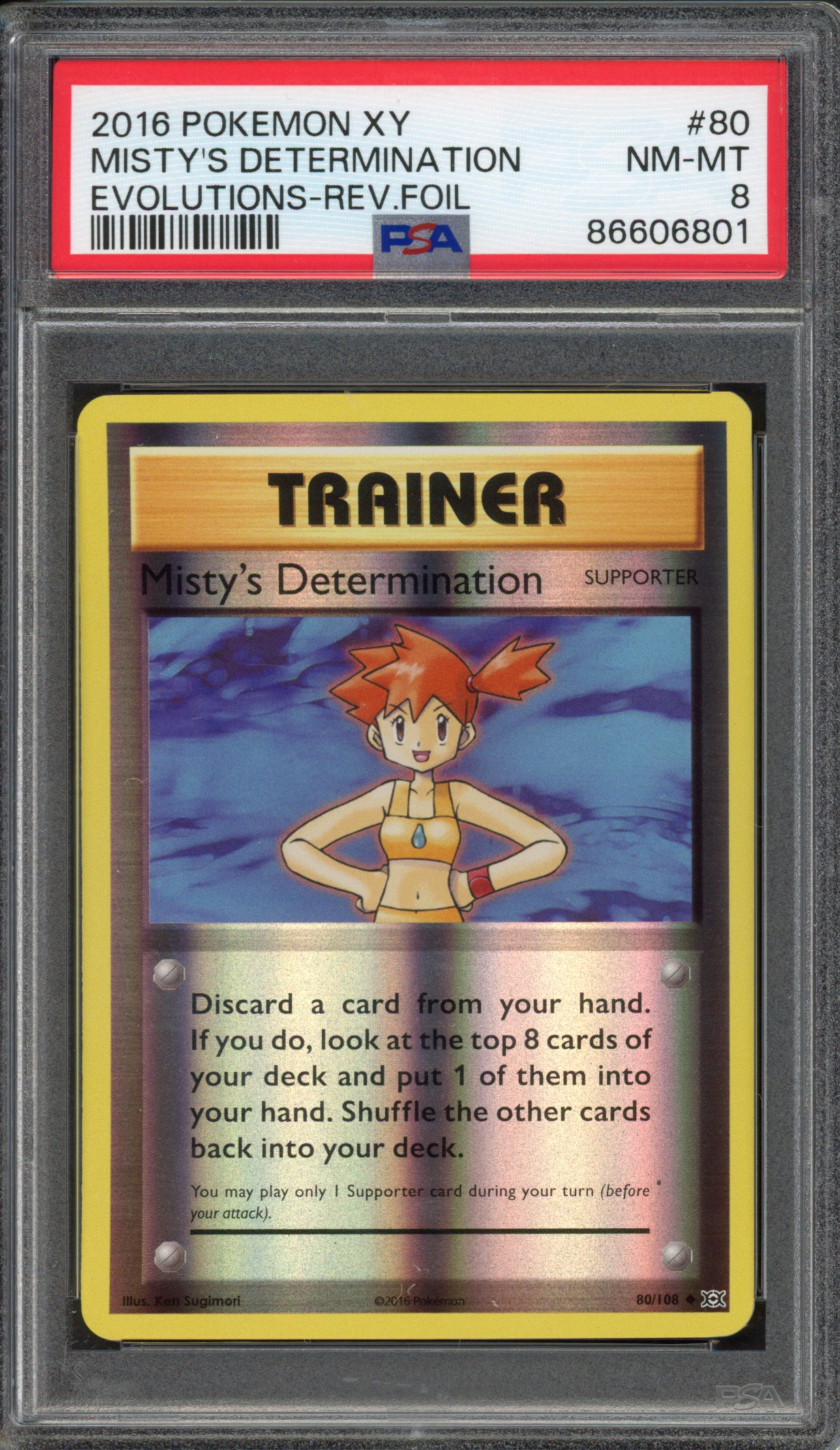 Pokémon TCG - PSA 8 Misty's Determination Rev Foil - Evolutions 2016  