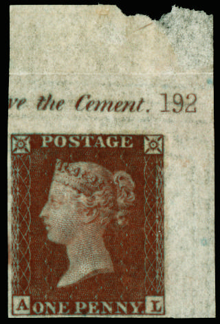 GB 1854 SG 17 1d red-brown Plate 192 imprimatur