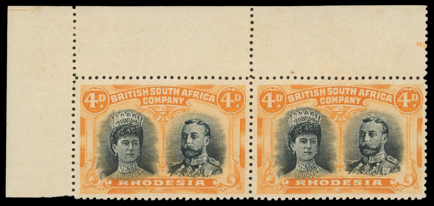 4d blue-black and yellowish orange RSC F1 pair, position 2 no gash mint