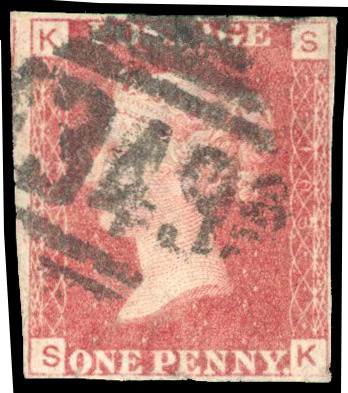 1866 1d Rose-red Pl.103 (SK). Used imperforate example