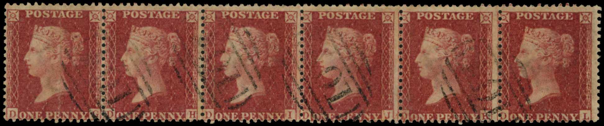 1858-60 Great Britain 1d rose-red,...