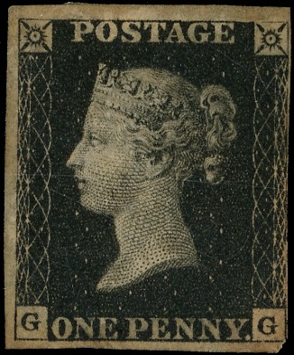 1840 1d black (GG) three...