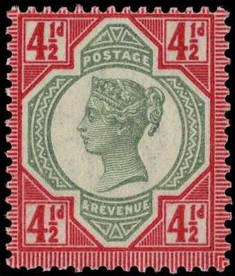 1887-1900 4½d green and deep bright...