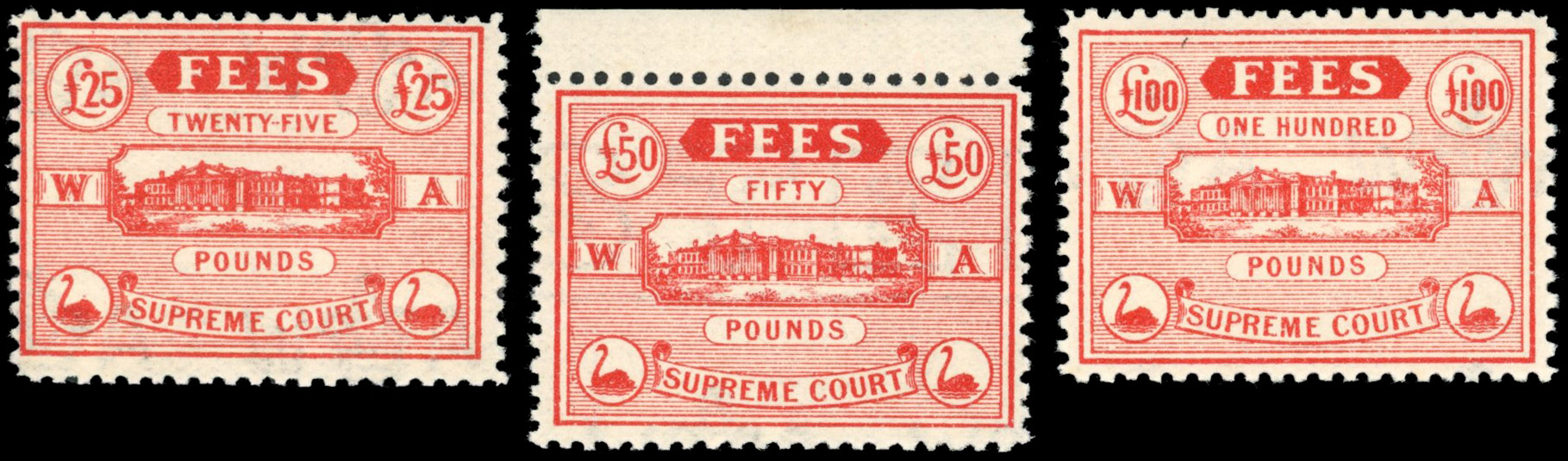 Western Australia 1907 Supreme Court Fees high values mint