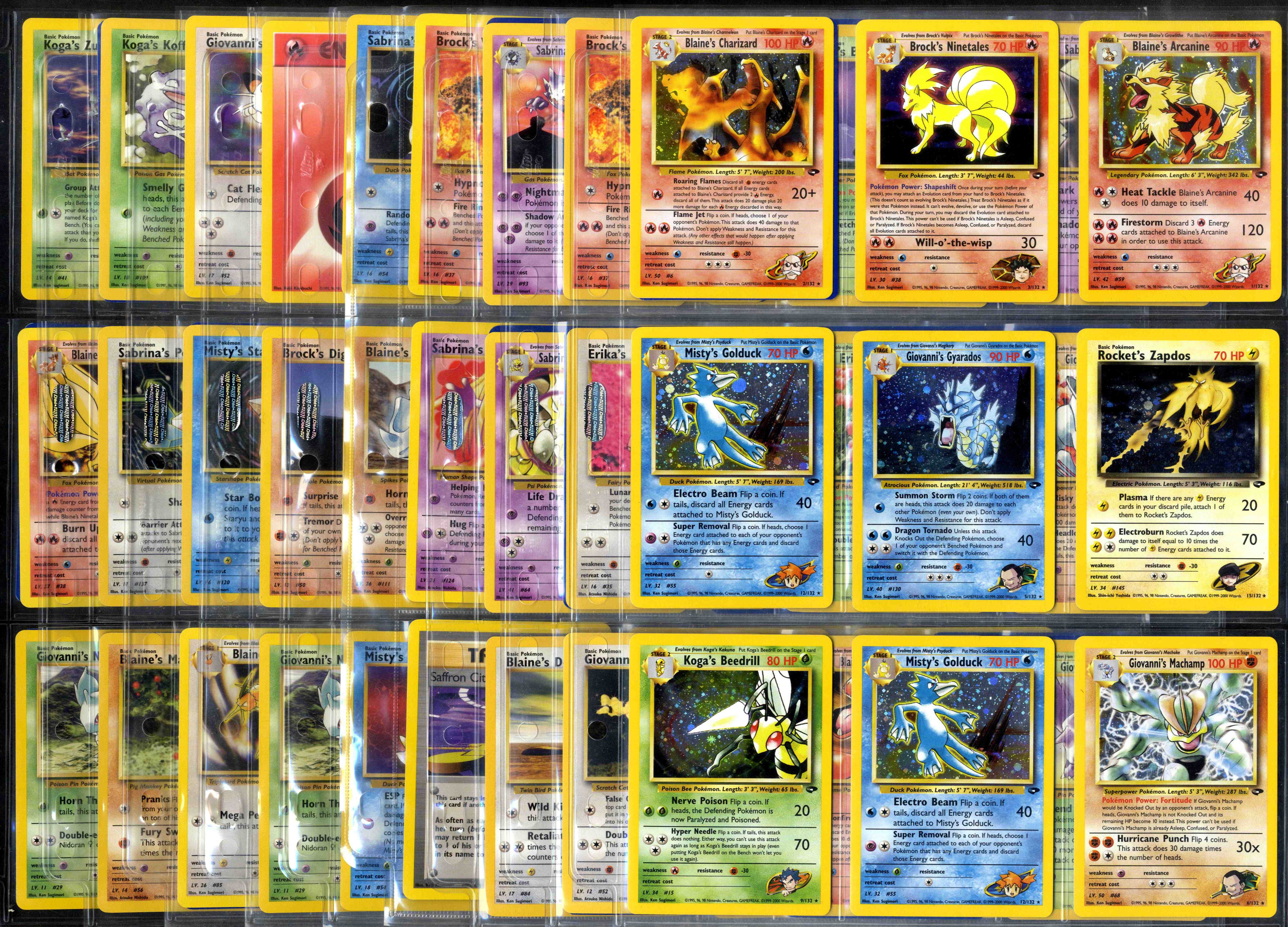 Gym Challenge Unlimited - Partially Complete Set + Duplicates - 125 cards/ 10 Holos incl. Blaine's Charizard