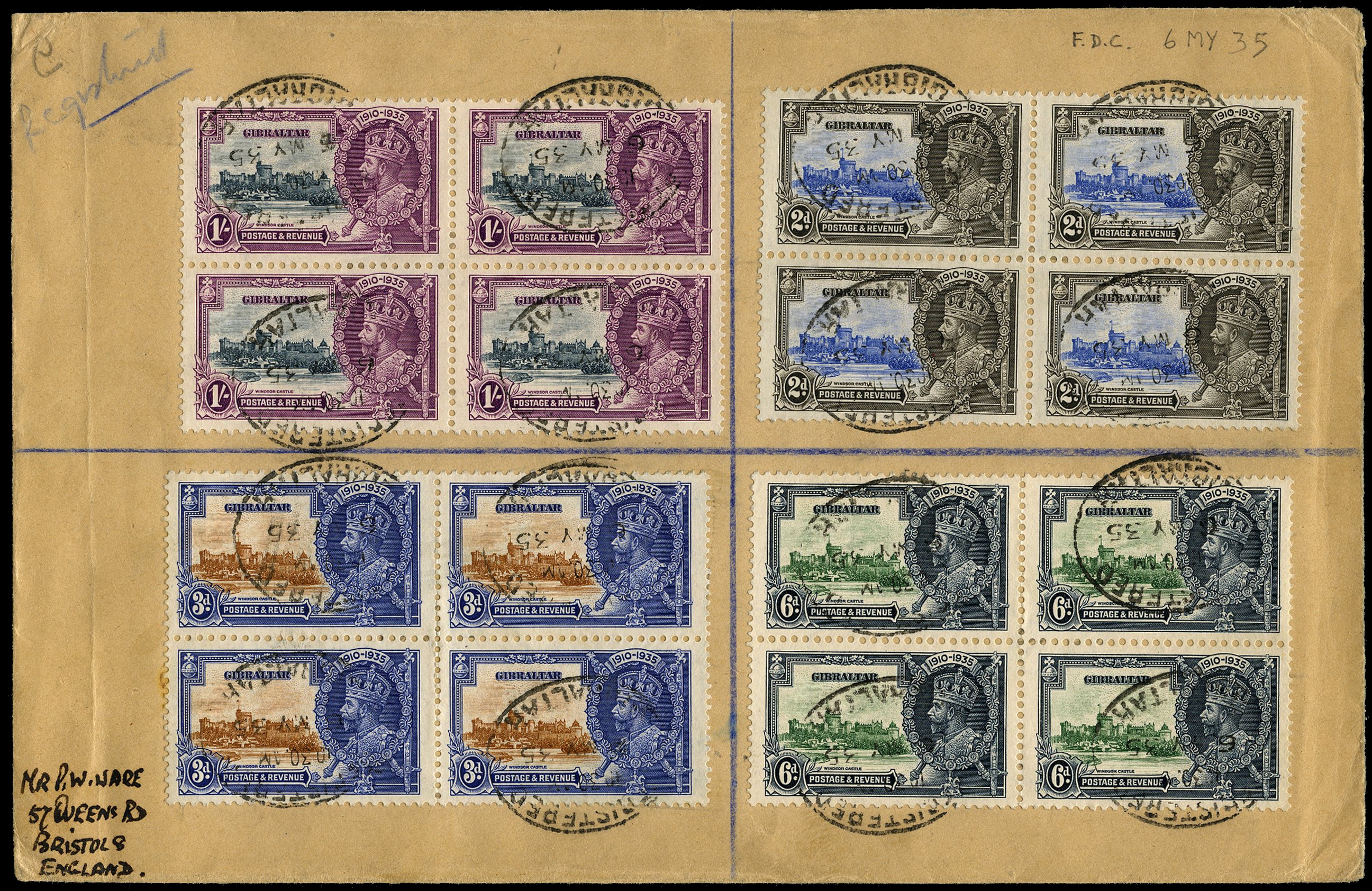 1935 Silver Jubilee set of four in blocks of...