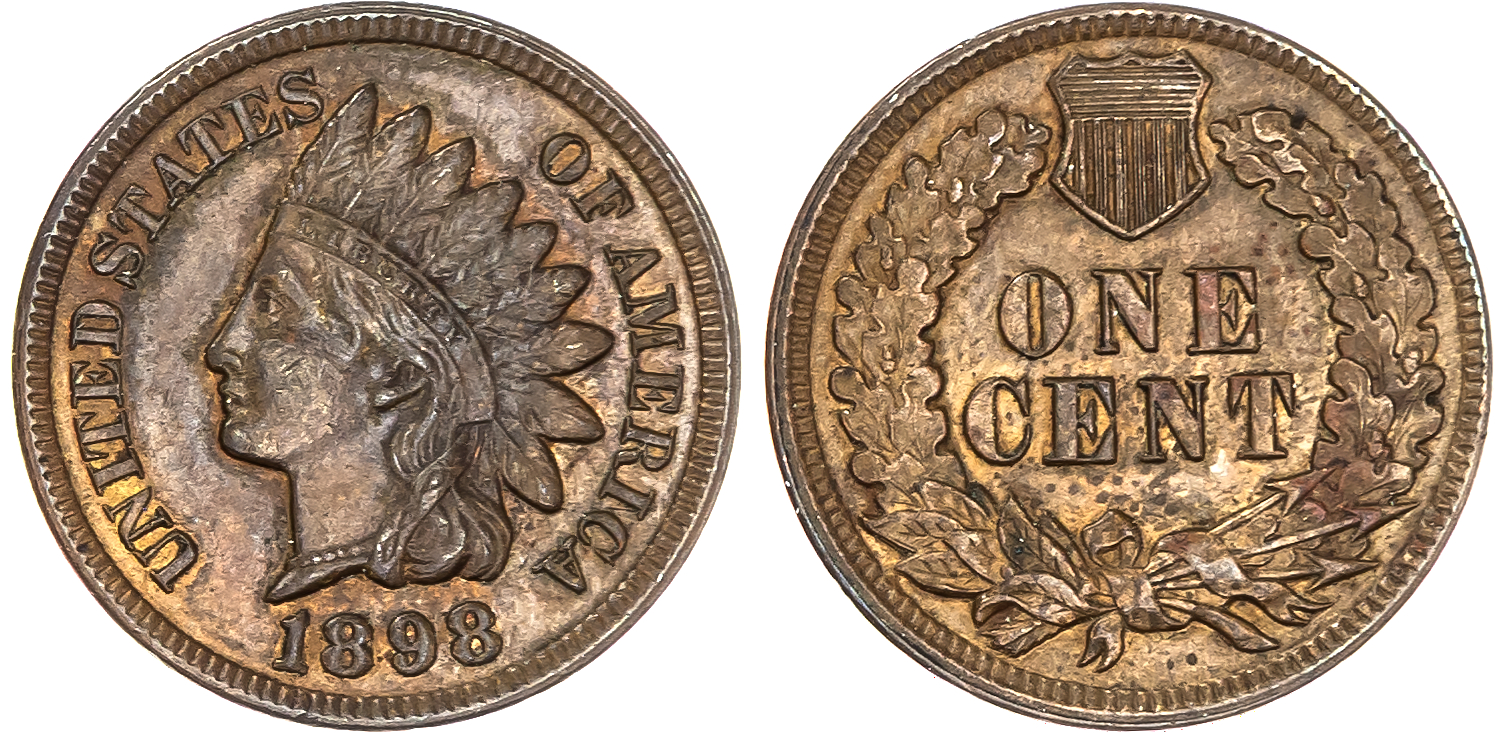 USA , Indian Head bronze Cent, 1898, Philadelphia, 3.07g (KM 90a) . About Uncirculated, traces of lustre.…