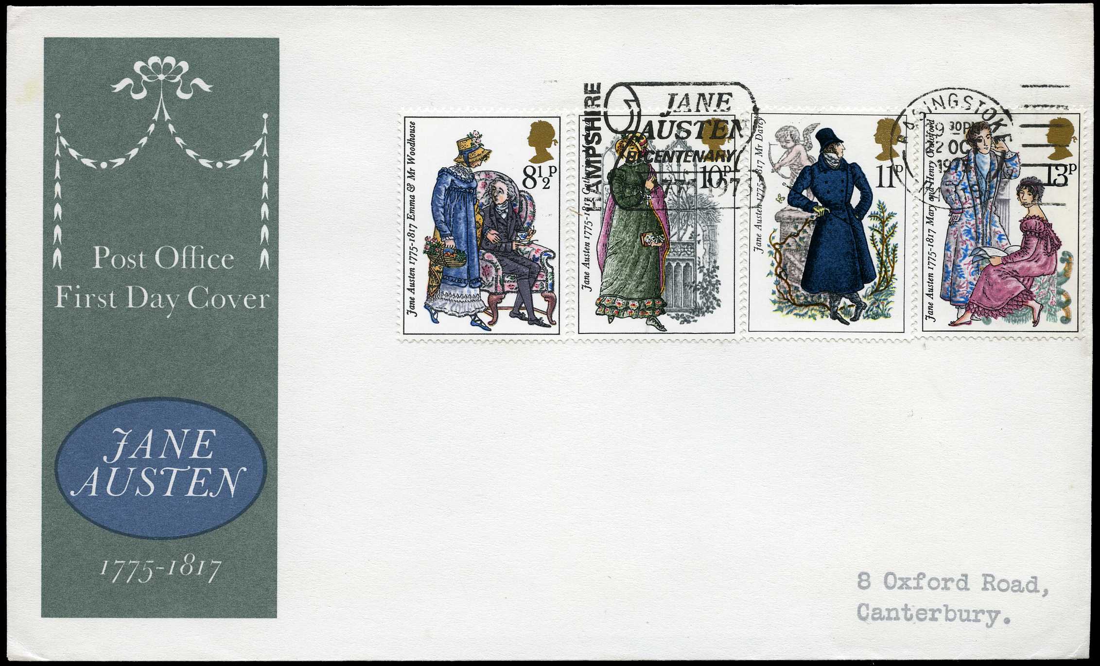 FIRST DAY COVERS: 1975 Jane Austen...