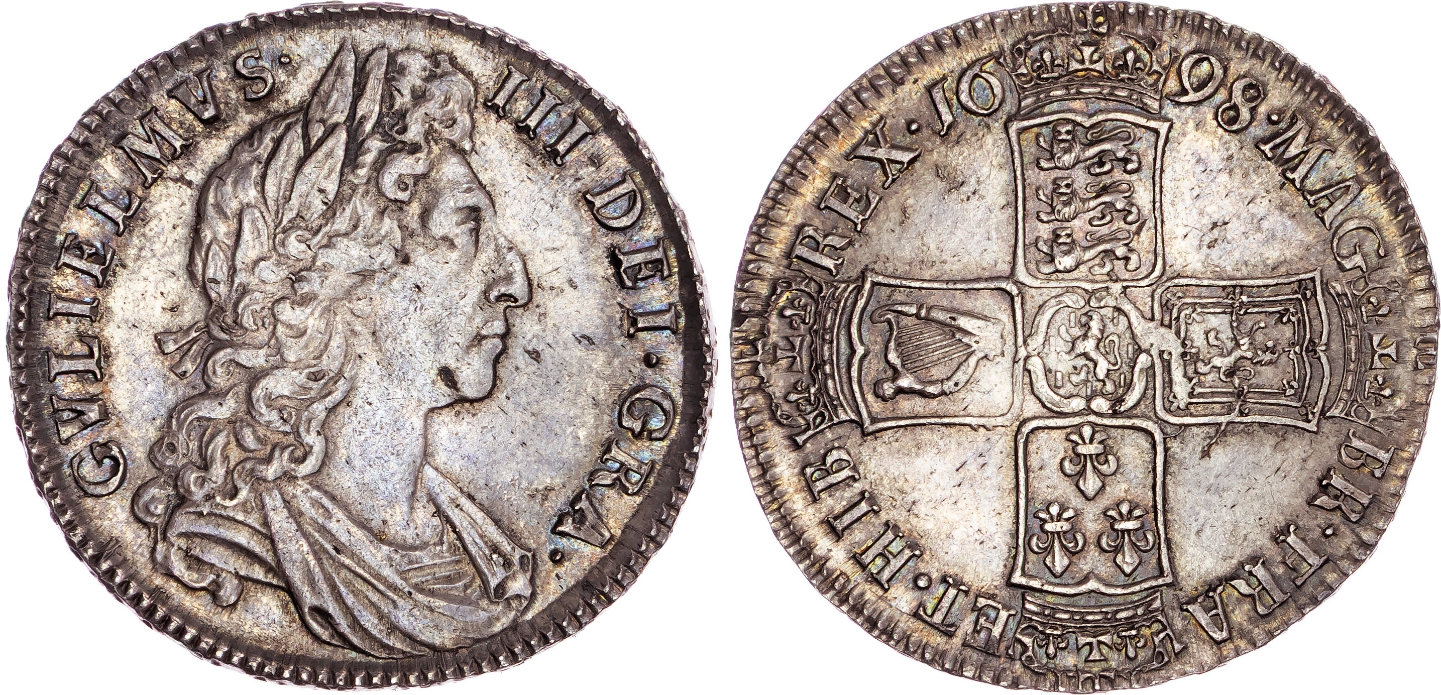 William III (1694-1702), AR Halfcrown, 1698 DECIMO. 