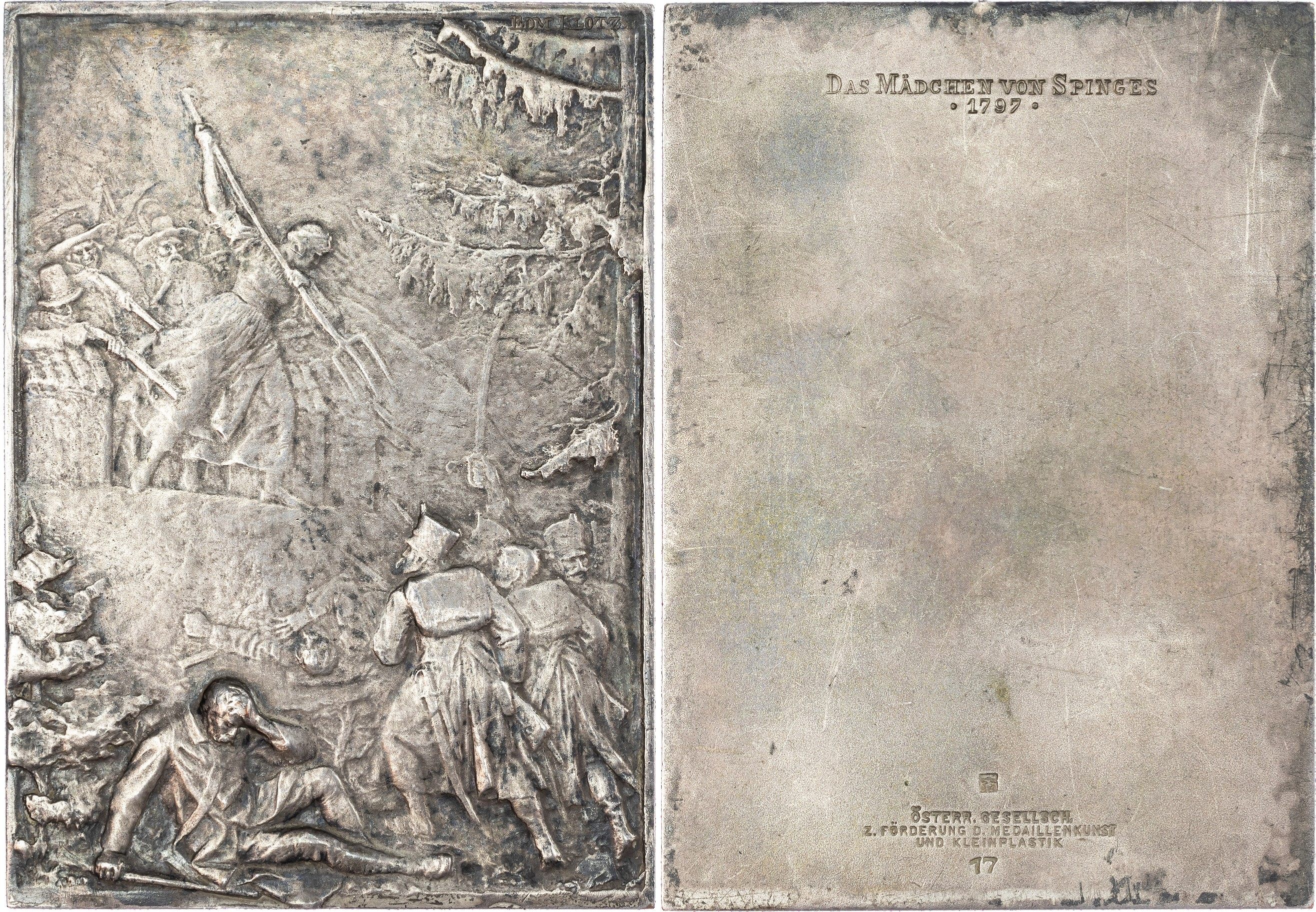 Austria, “The Maid of Spinges”, 1909, Silver-Plated Bronze Plaque