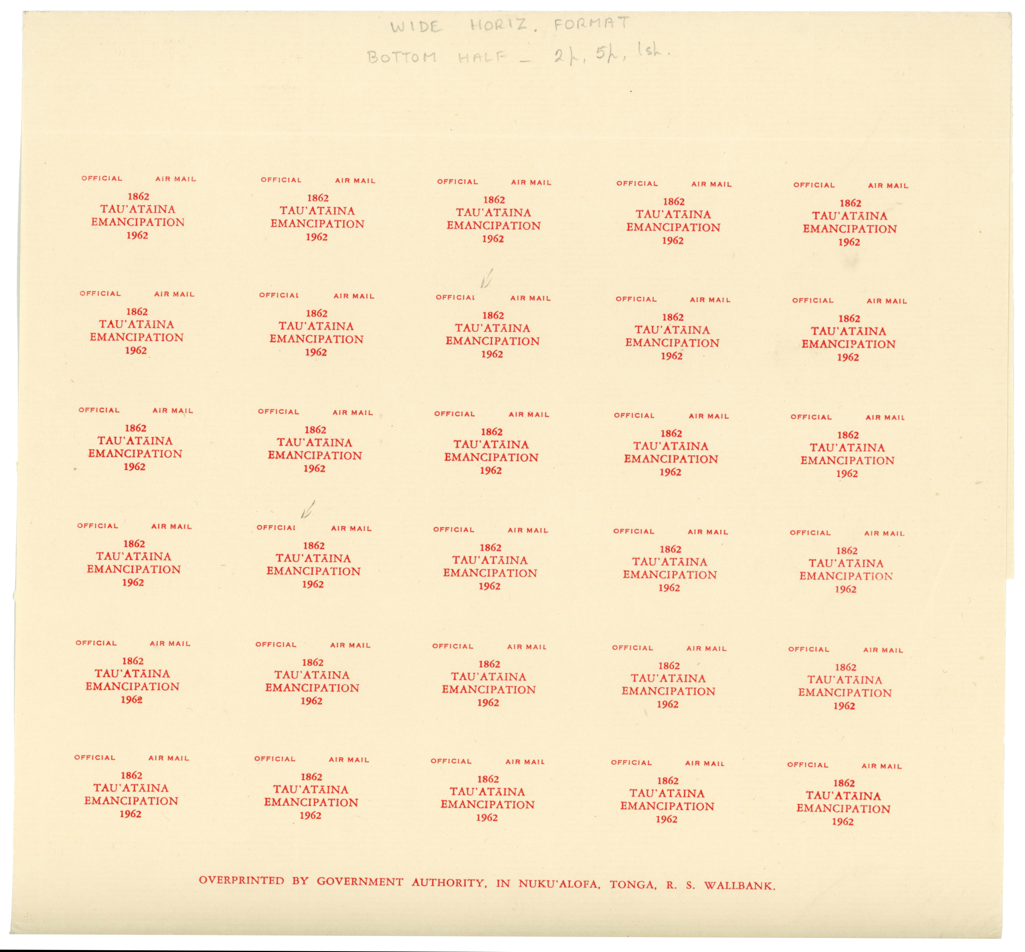 Tonga Official overprint proofs