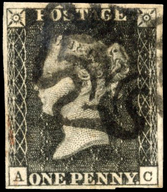 GB 1840 1d grey-black Plate 5 (AC) used SG 3