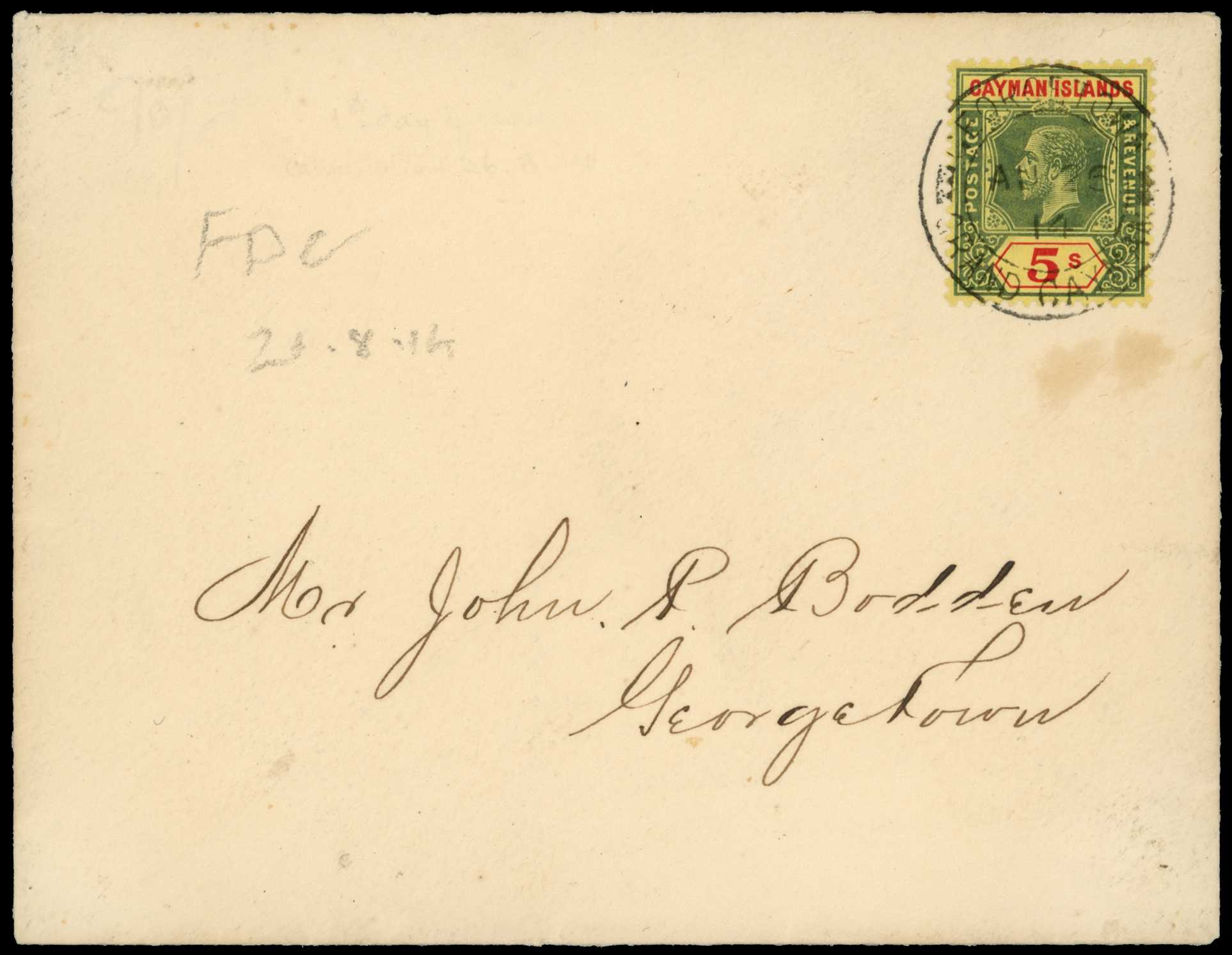 1914 First day usage of the 5s green and red...