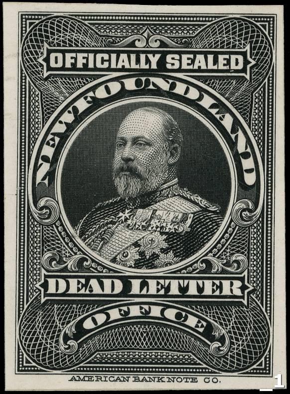 Newfoundland 1905 dead letter office stamp plate proof Unitrade...