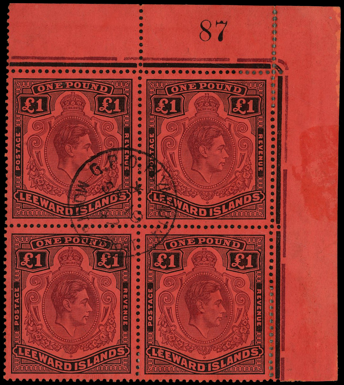 Leeward Islands SG 114 block used