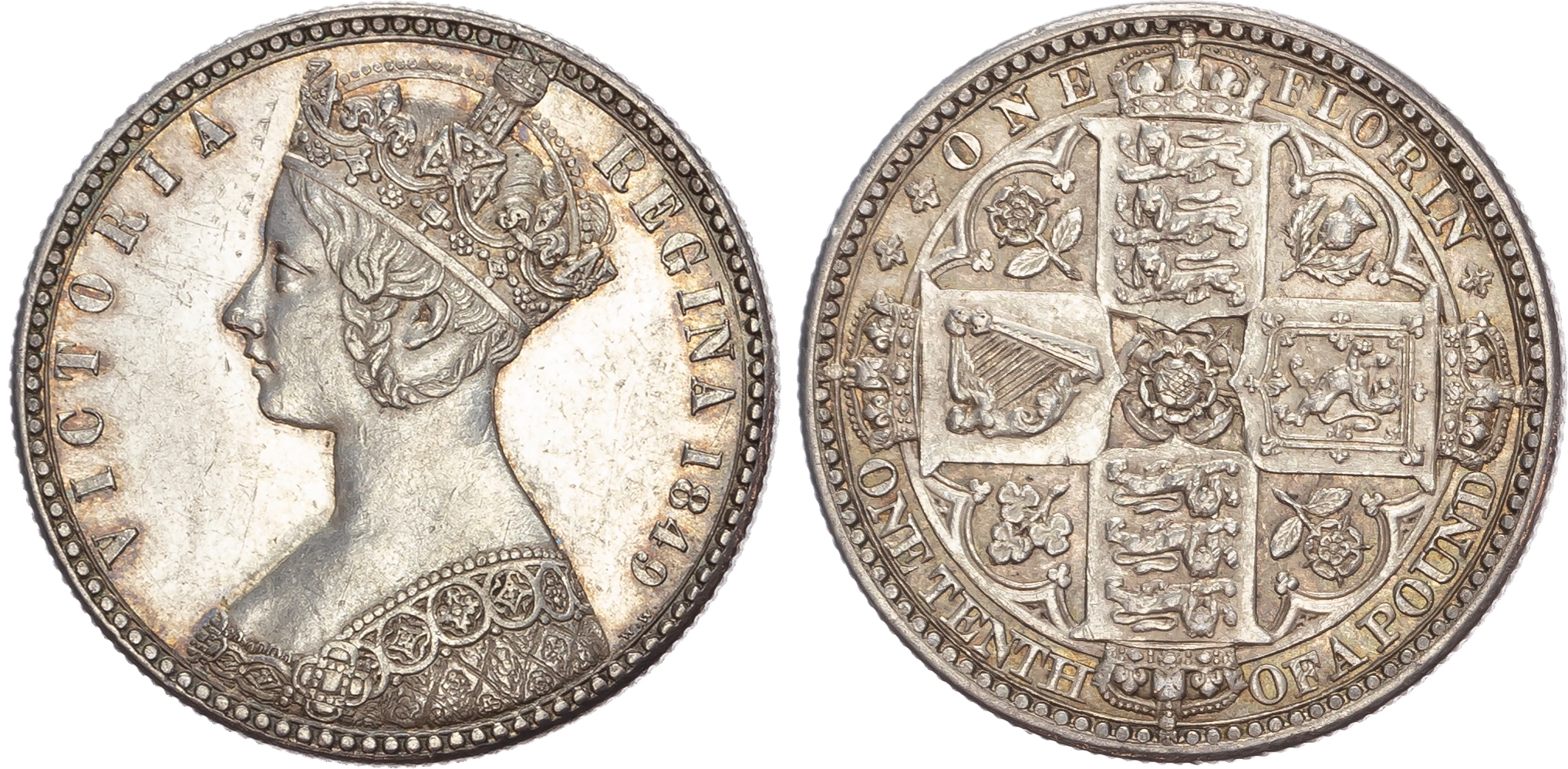 Victoria (1837-1901), 'Godless' Florin, 1849