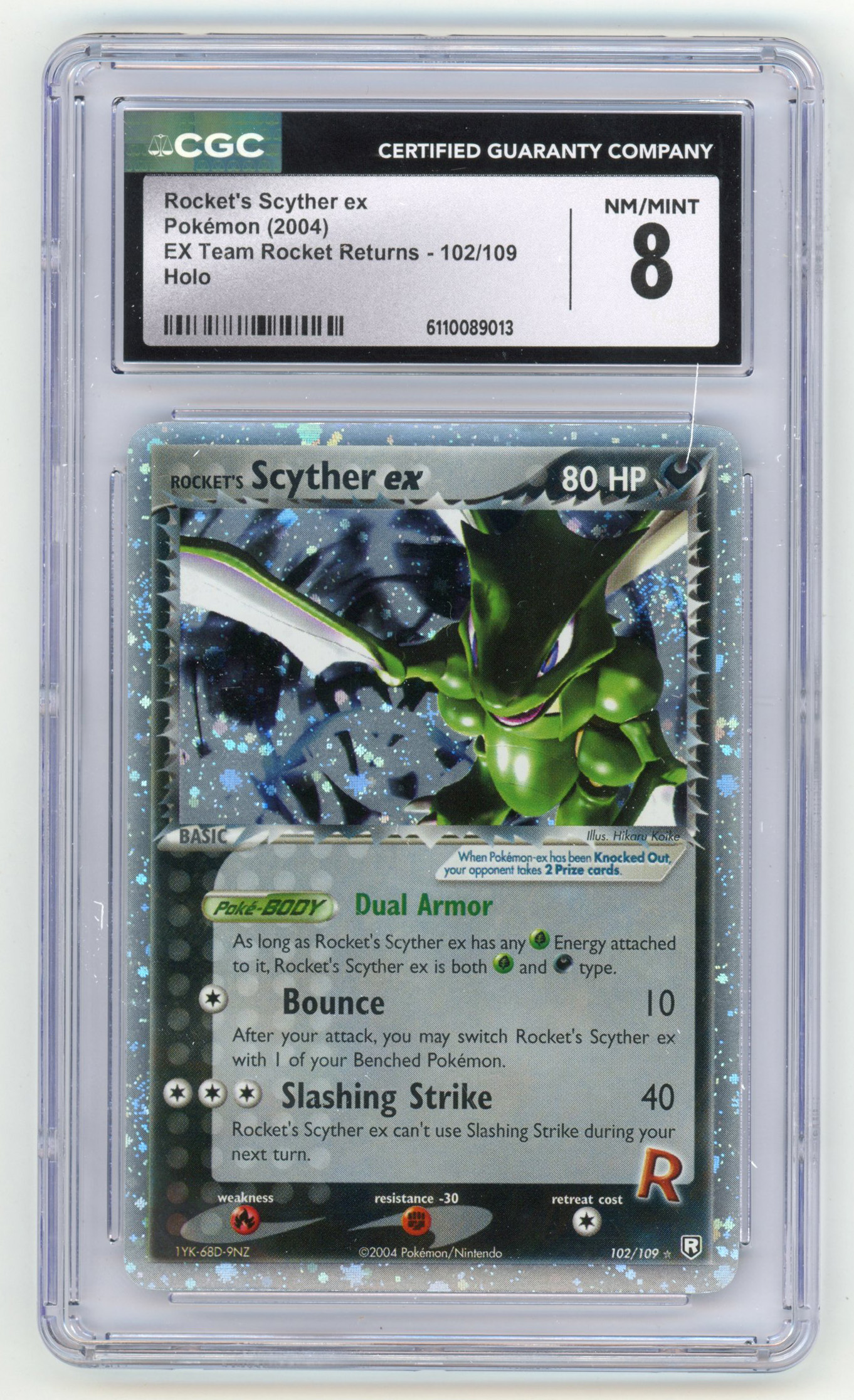 CGC 8 Rocket's Scyther #102 Holo - EX Team Rocket Returns