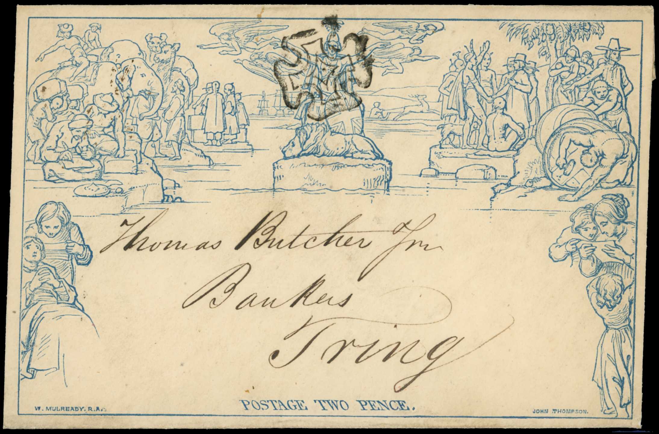 1840 2d Mulready envelope Stereo a208. Very...