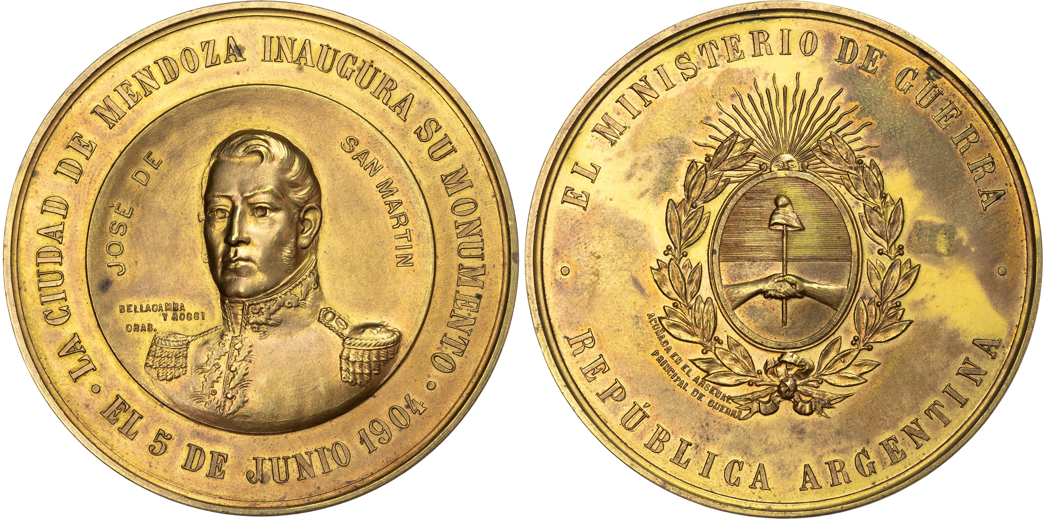 Argentina. Republic. José de San Martin Commemorative Gilt Æ Medallion. 1904.