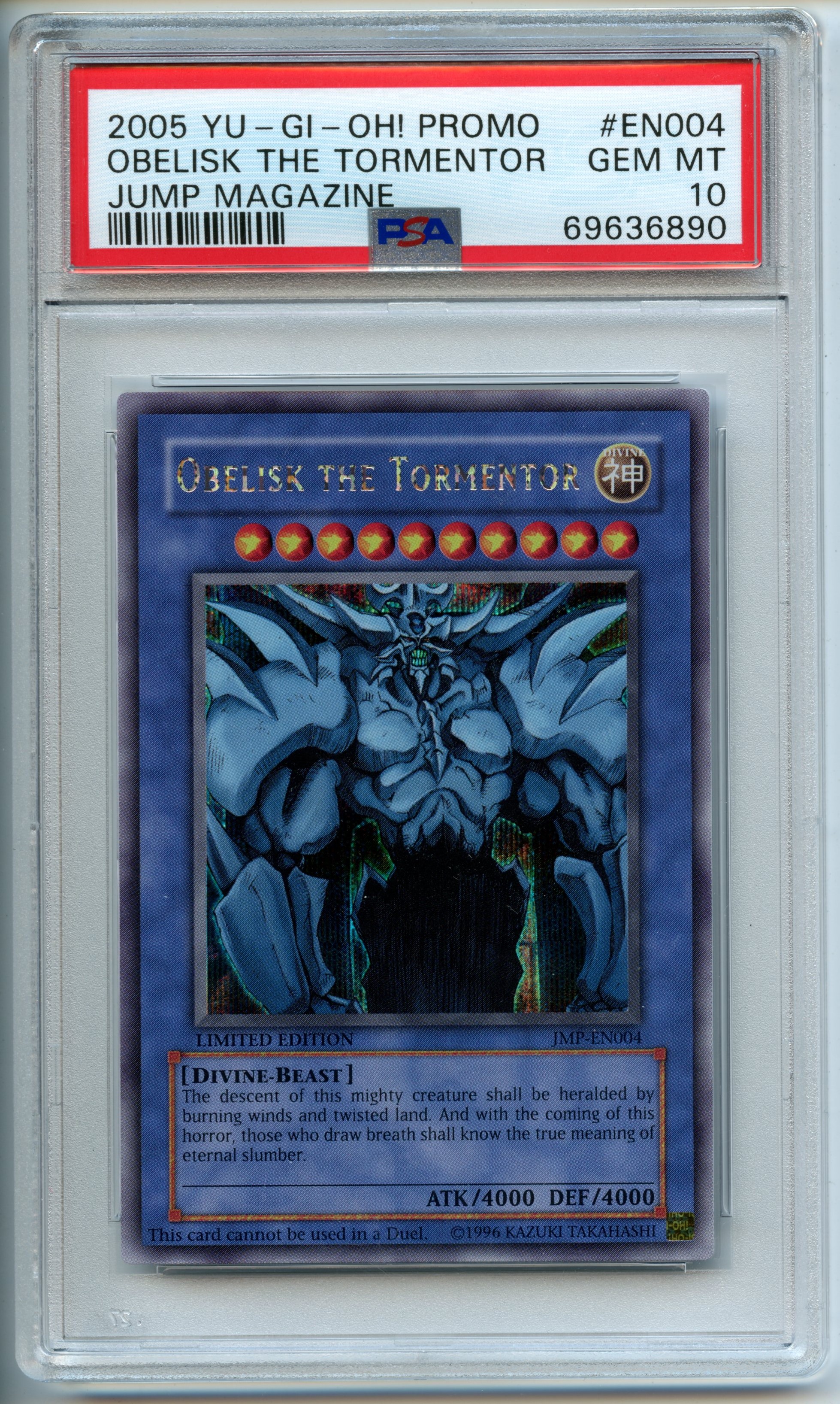 Yu-Gi-Oh! - Obelisk The Tormentor - JUMP Magazine - PSA 10