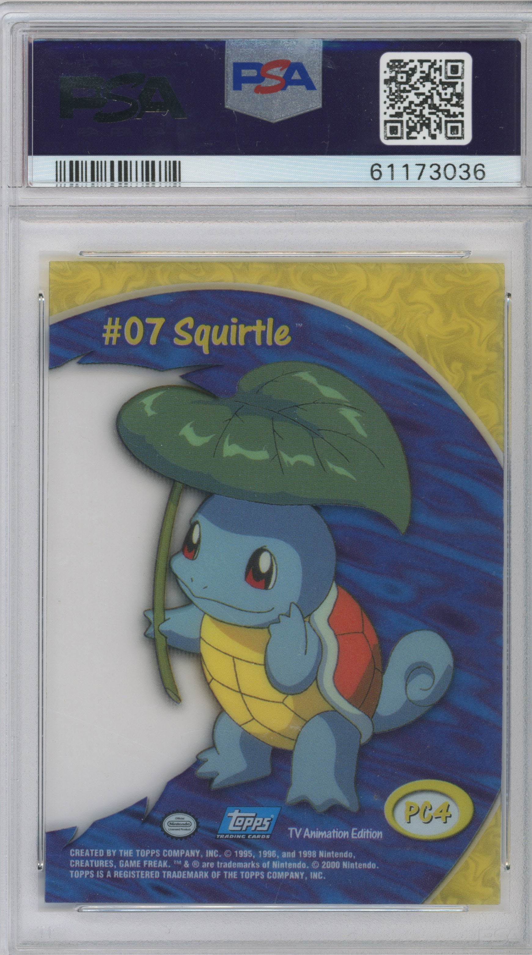 Pokémon Topps - PSA 9 Squirtle TV Animation Clear Cards - #PC3 2000 Topps