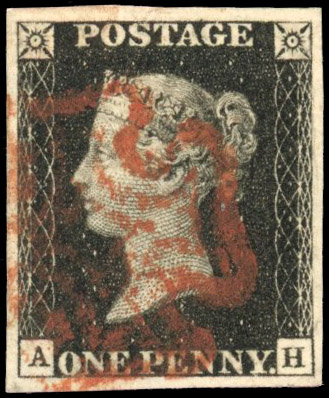 GB 1840 1d black Plate 10, very fine used by red MC, SG 2