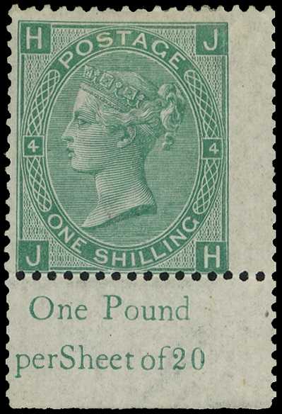 1867 1s Green Pl.4. Very fine and fresh...