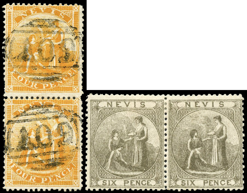 Nevis SG 18 pair used and 19 pair mint
