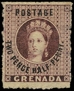 1881 2½d deep claret, wmk broad pointed star,...
