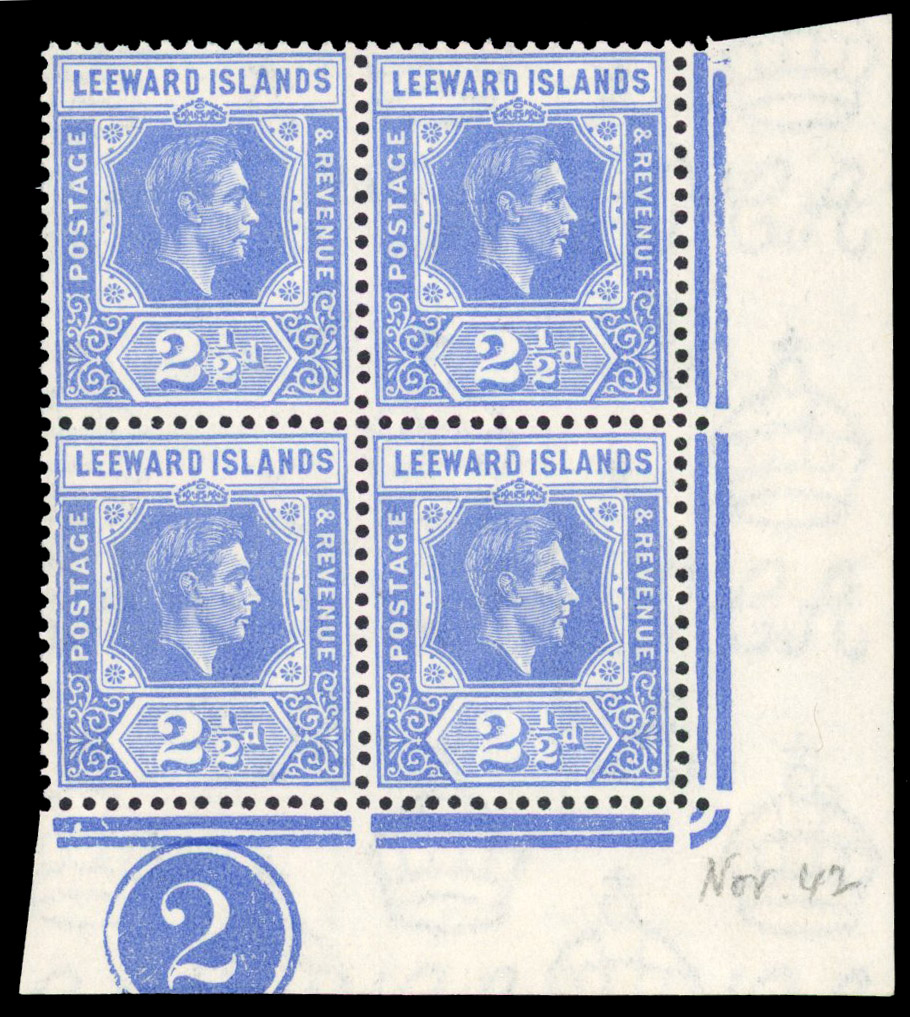 Leeward Islands SG 105ab Plate block mint