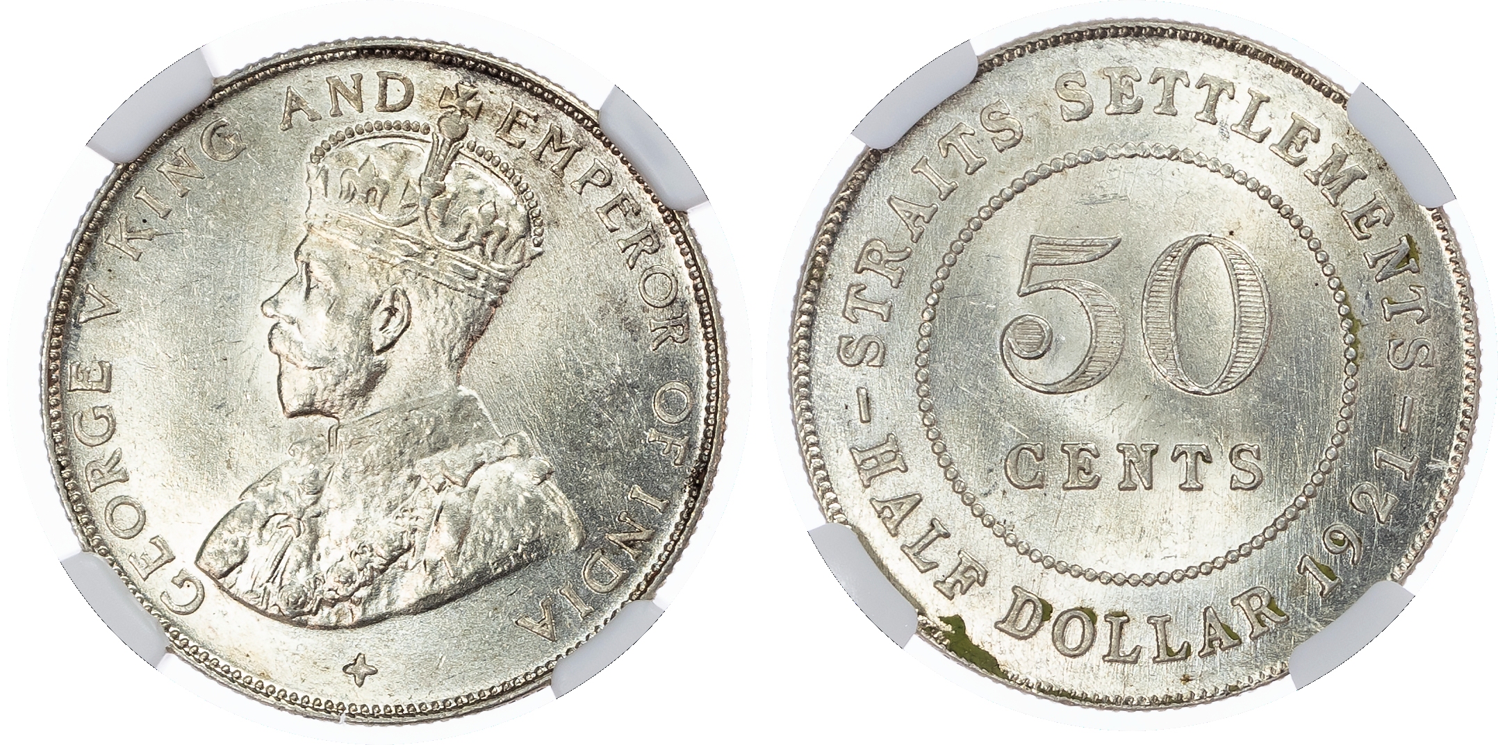 Straits Settlements, British Malaysia. George V AR Half Dollar. 1921. 