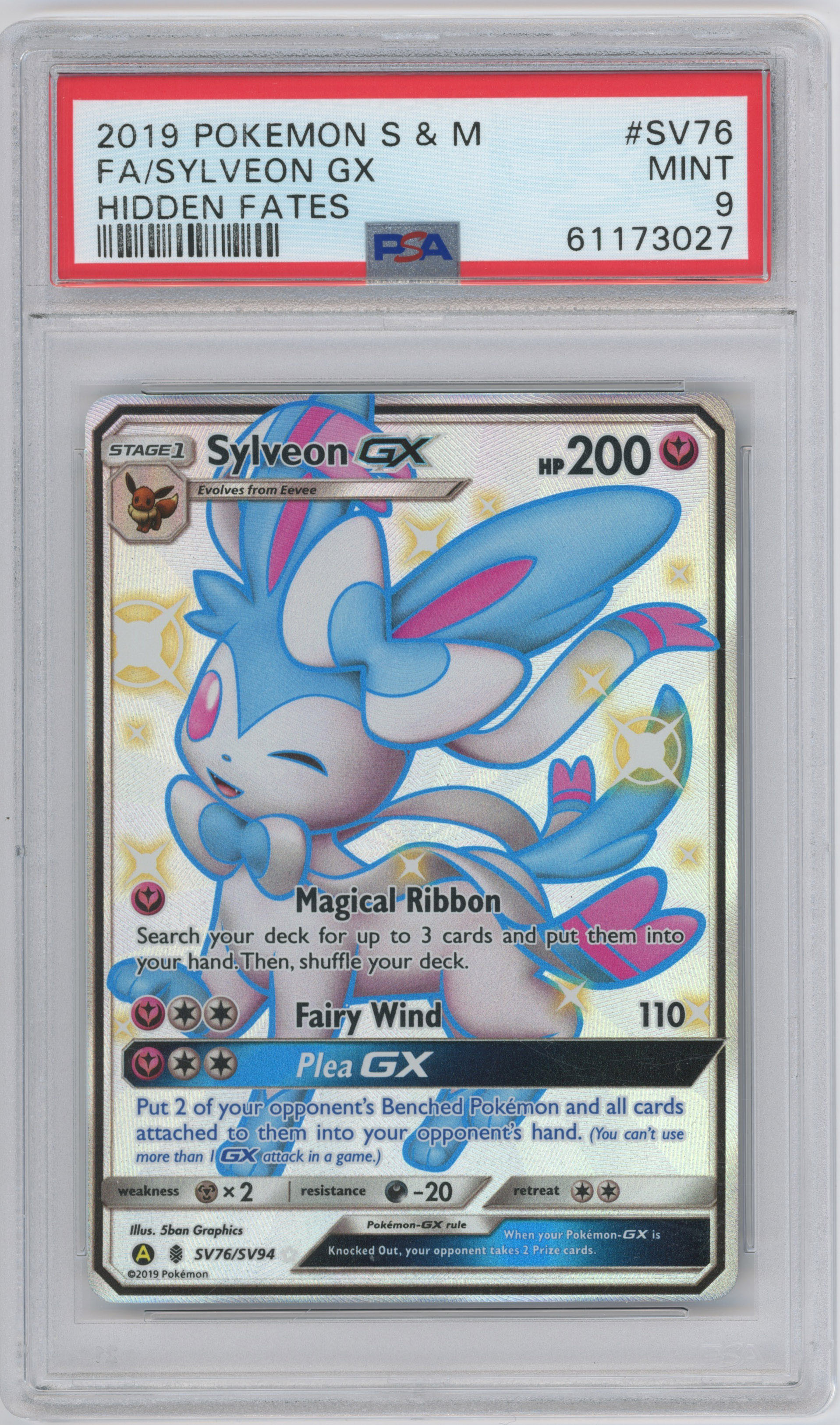 Pokémon TCG - PSA 9 Sylveon GX - Hidden Fates #SV76