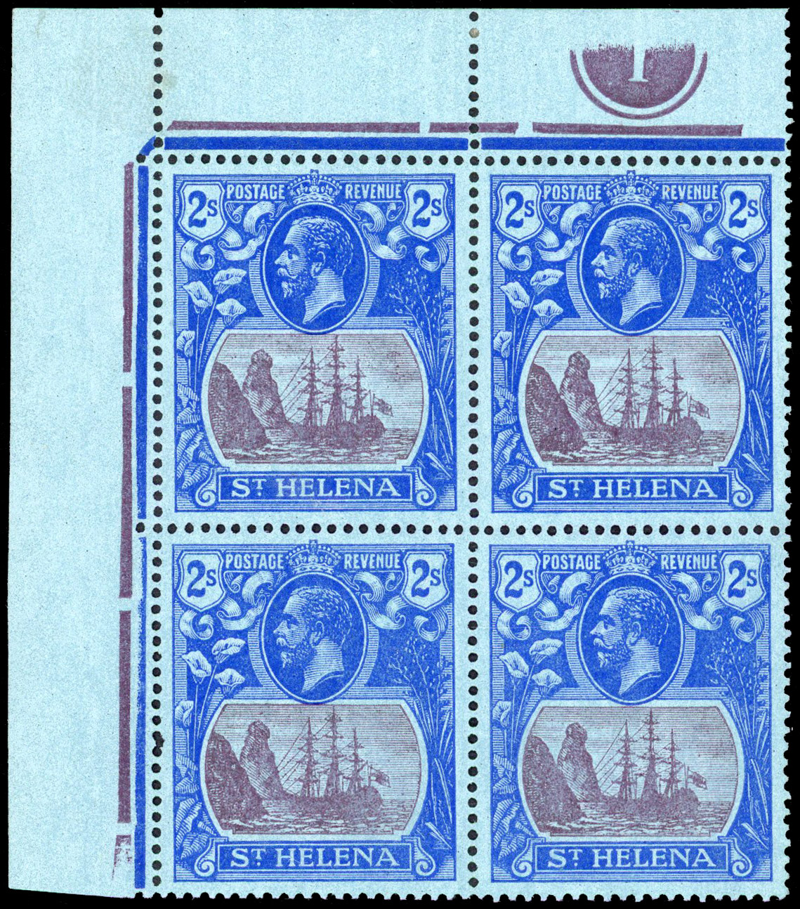 St Helena SG 108a Plate block mint