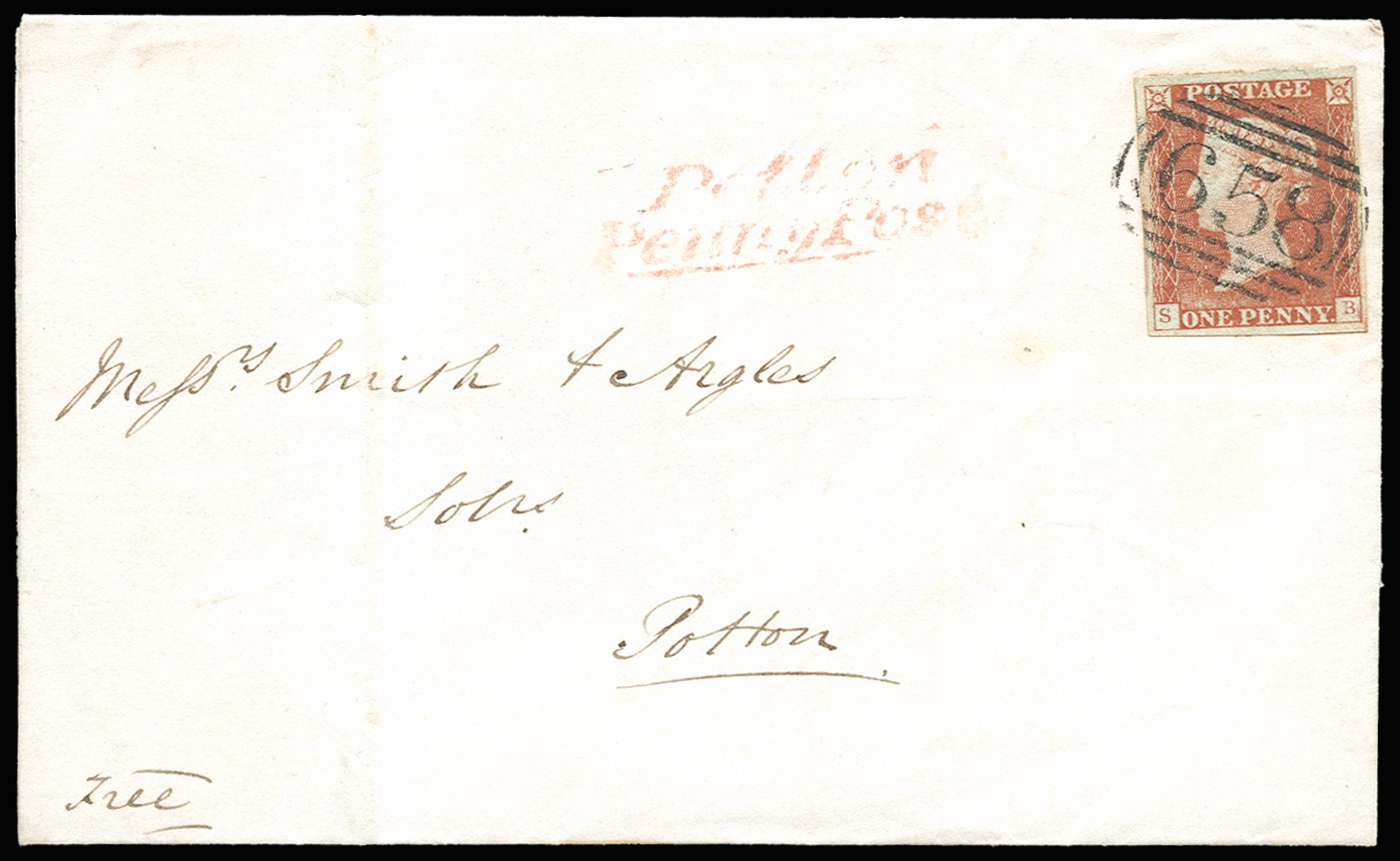1841 1d Red brown Pl.34. (State 2). Very...