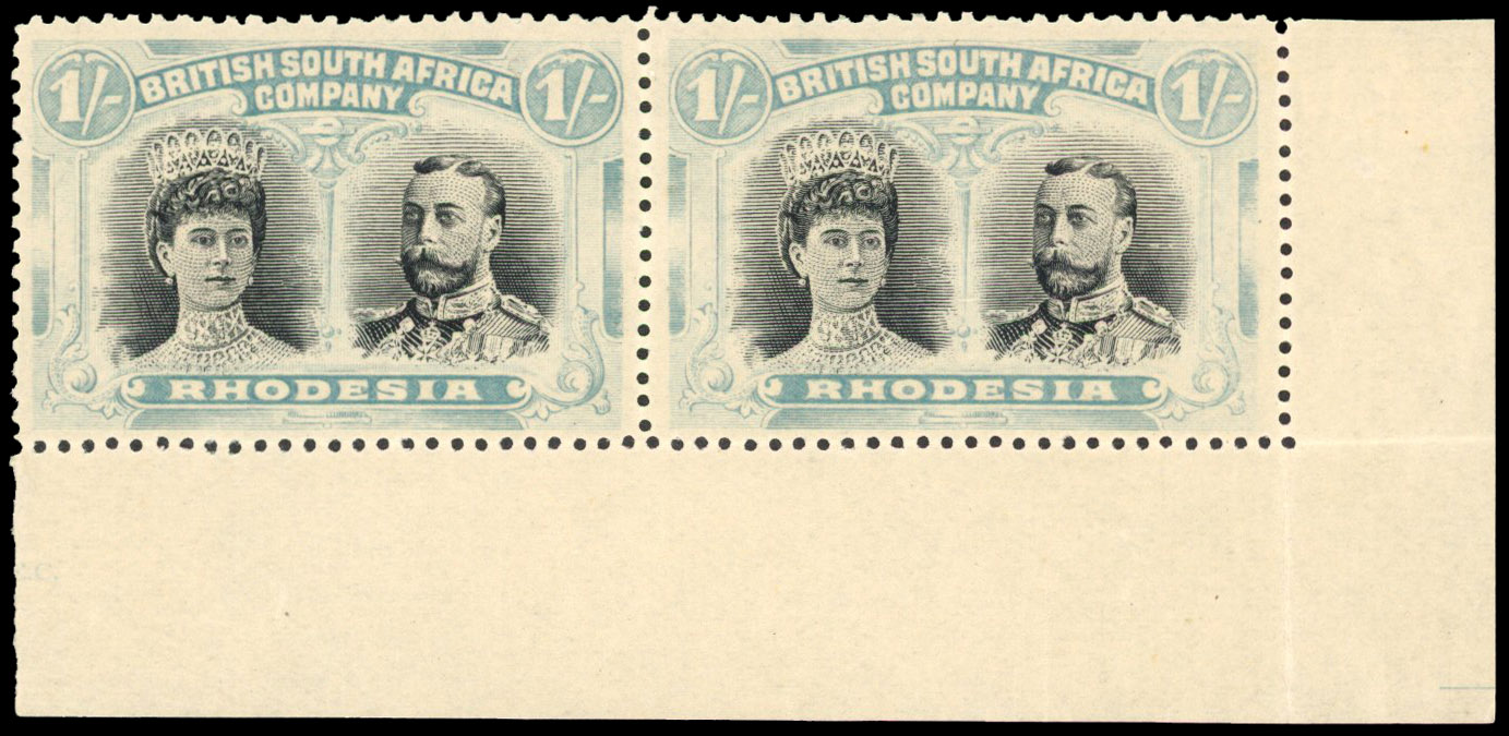 SG 152 1s black and very pale blue-green pair mint