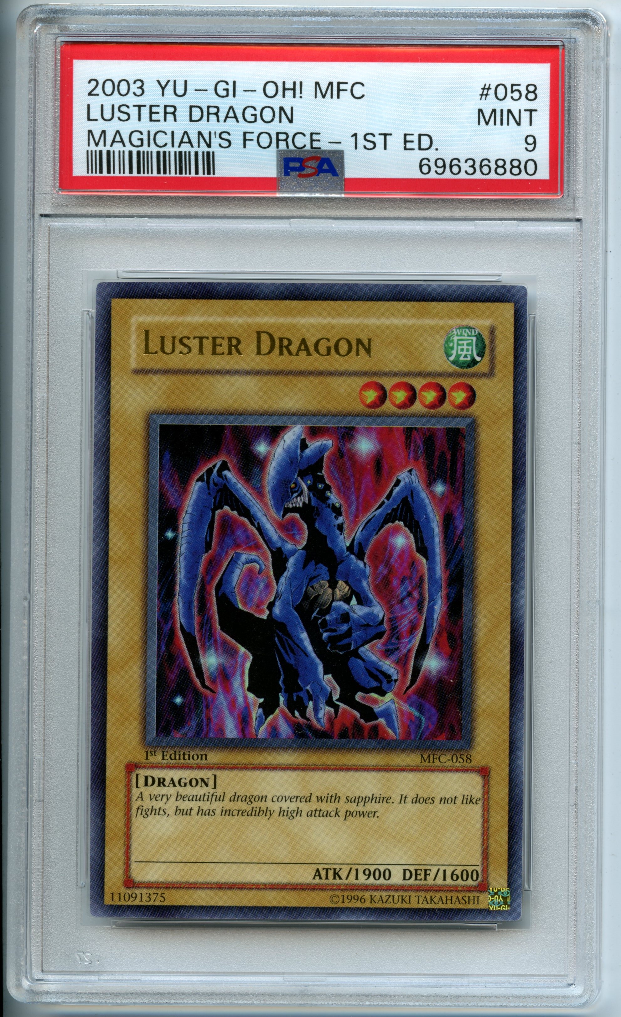 Yu-Gi-Oh! - Luster Dragon  1st Edition  - Magician's Force - PSA 9